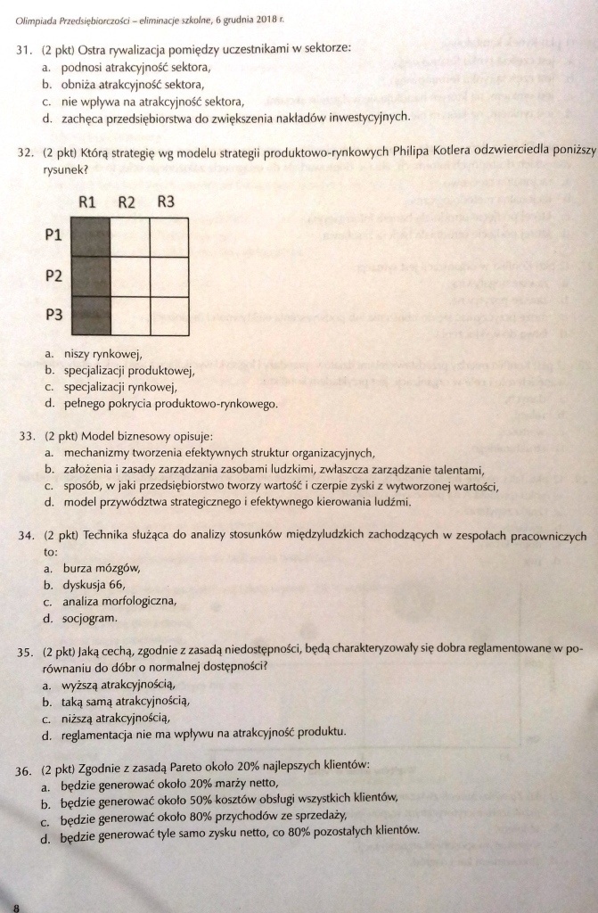 Eliminacje szkolne do Olimpiady Przedsiębiorczości